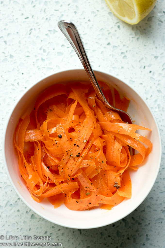 Carrot Ribbon Salad with pepper on top