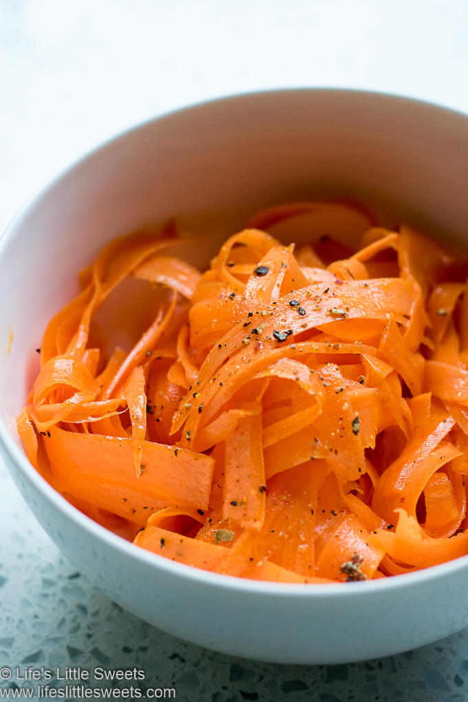 Carrot Ribbon Salad in a white bowl