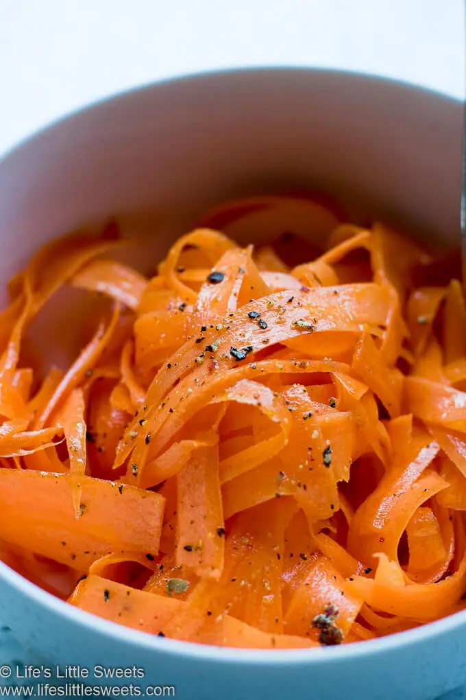 Carrot Ribbon Salad in a white bowl