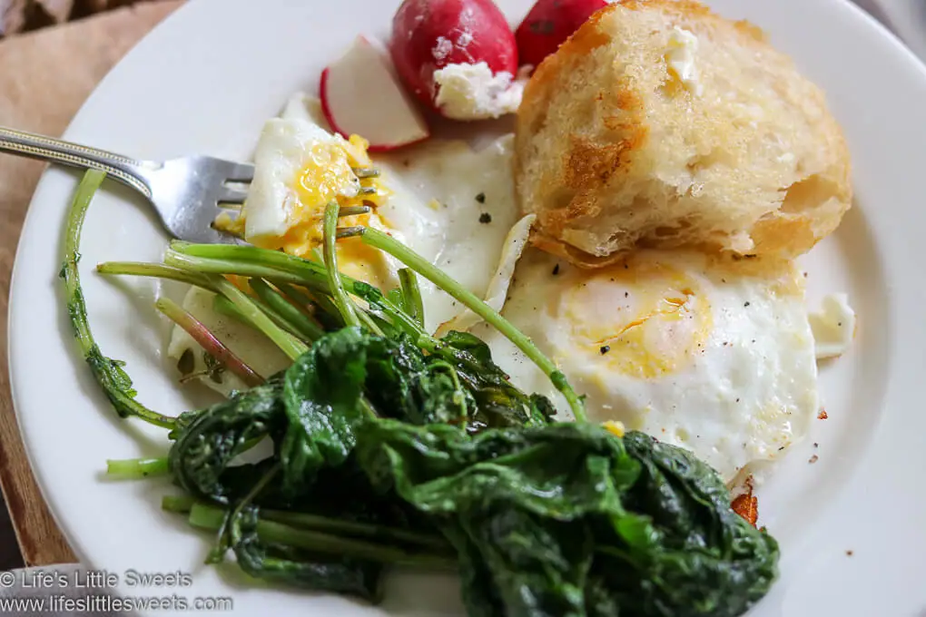 Eggs with Sautéed Radish Greens and Toast