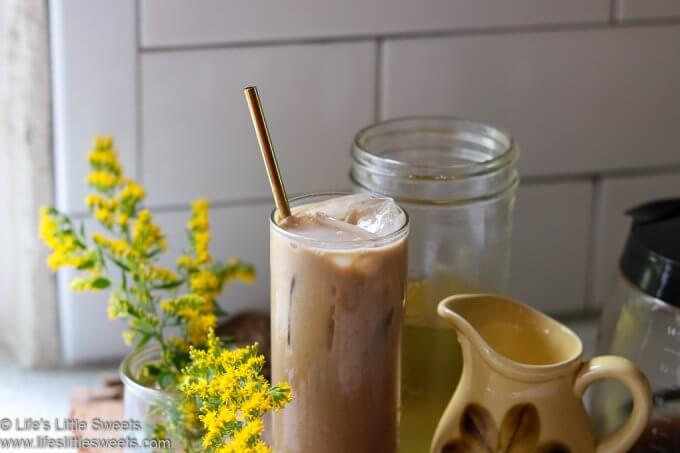 Goldenrod Iced Coffee with yellow flowers