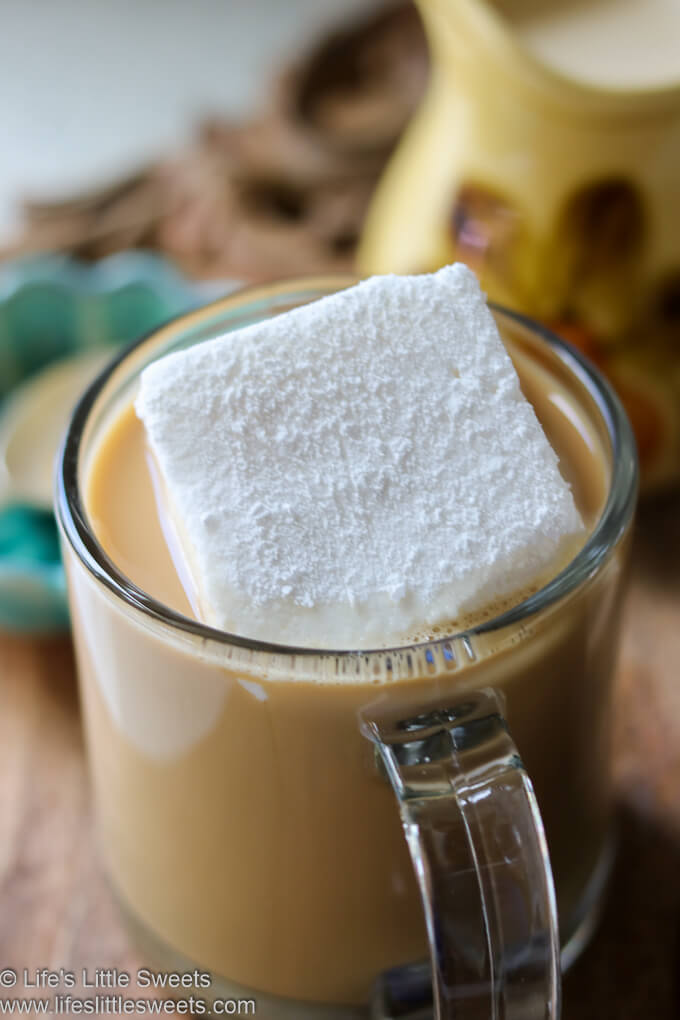 Marshmallow Coffee, marshmallows floating in coffee with half and half