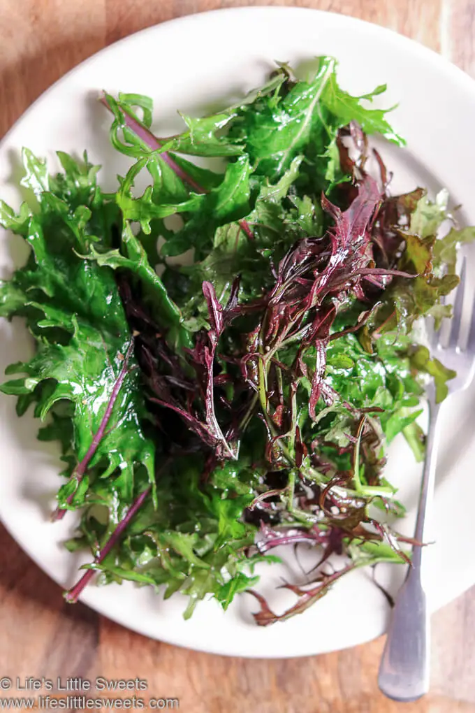 Massaged Baby Red Russian Kale Salad overhead view