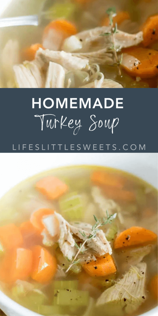 homemade turkey soup with text overlay