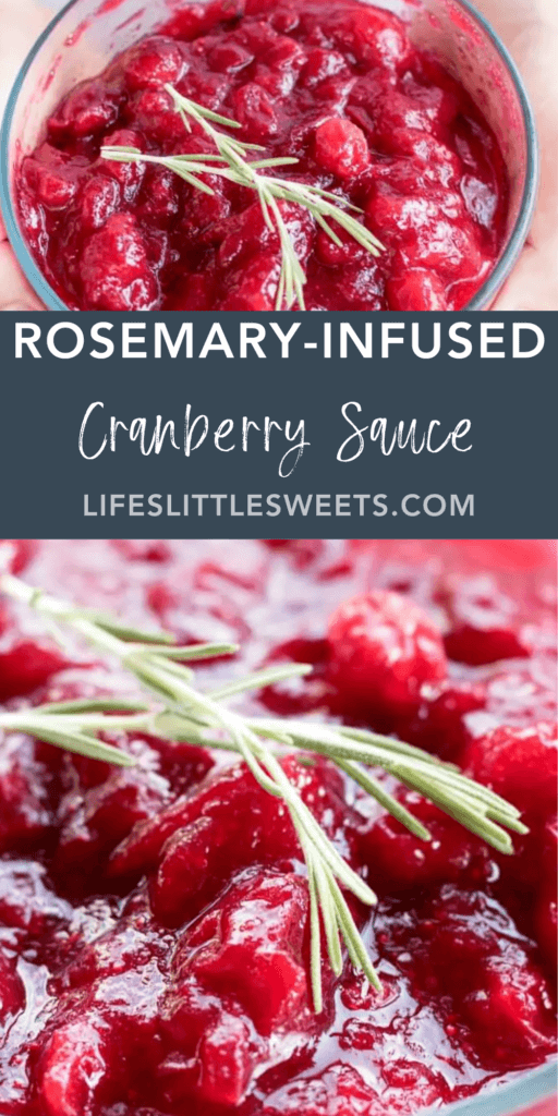 rosemary infused cranberry sauce with text overlay