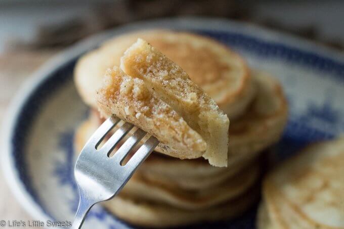 Pancakes slices on a fork