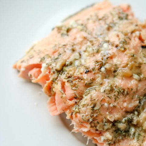 Dill Dijon Garlic Baked Salmon