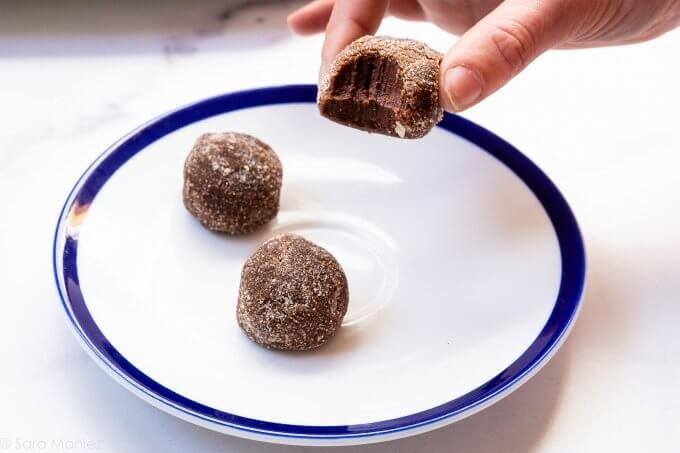 3 truffles on a plate