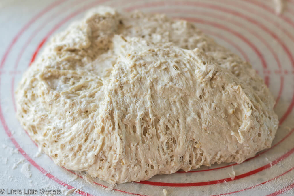 No-Knead Oatmeal Bread dough - recipe process step
