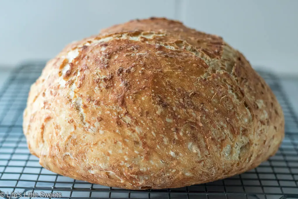 No-Knead Oatmeal Bread with crispy crust