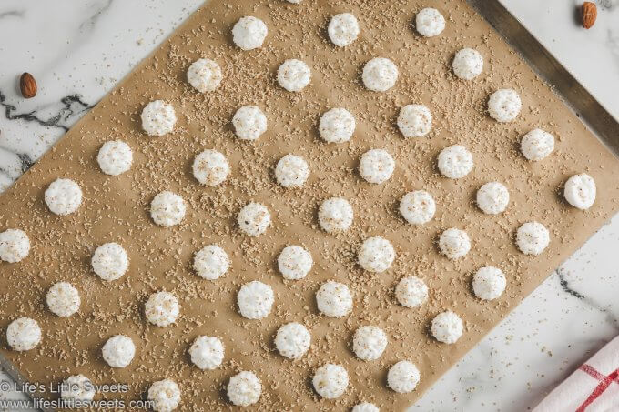 almond meringue kisses about to be baked