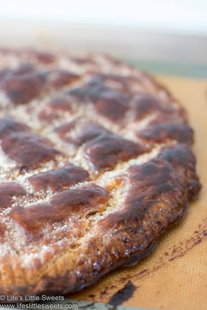 close up of the top of a Galette Des Rois (King Cake)