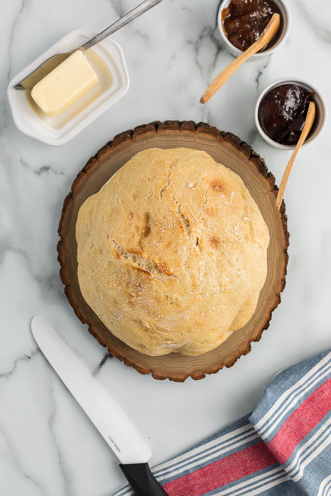 No-Knead Bread (Dutch Oven) overhead view