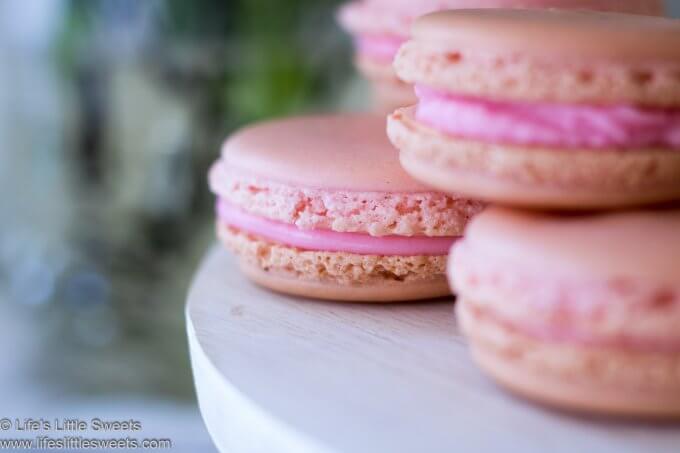 pink French Macarons close up