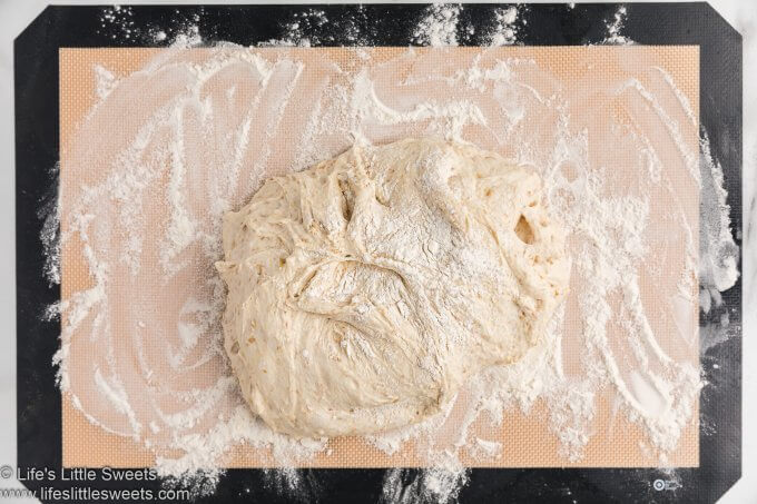 No-Knead Flaxseed Bread - turn the bread dough out on a floured surface