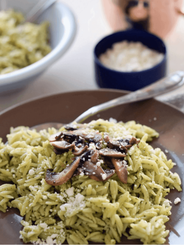 Easy Mushroom Orzo with Basil Pesto Story