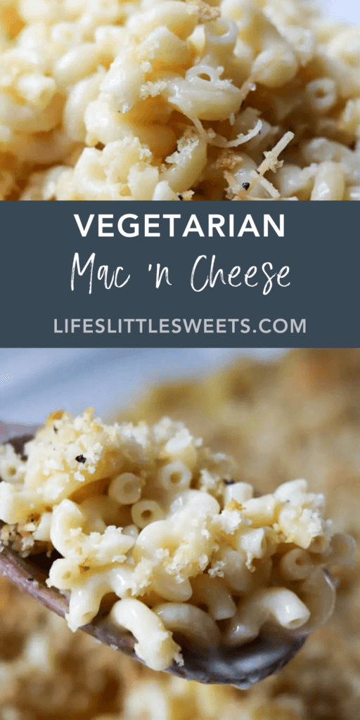 Vegetarian Mac 'n Cheese with text overlay