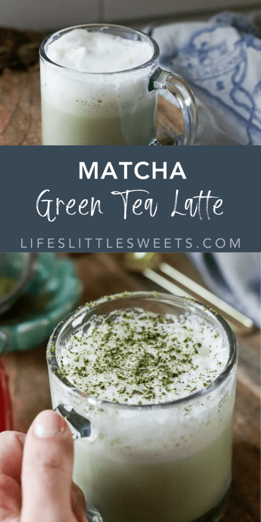 Matcha Green Tea Latte with text overlay