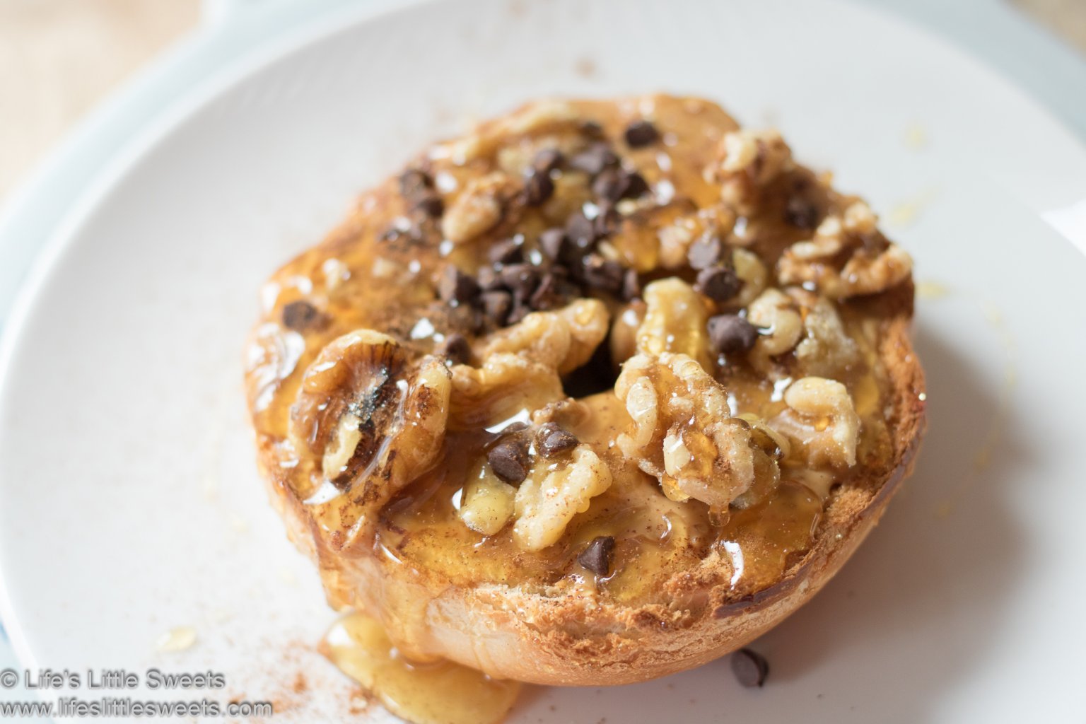 Bagel with Honey Peanut Butter and Walnuts Life's Little Sweets