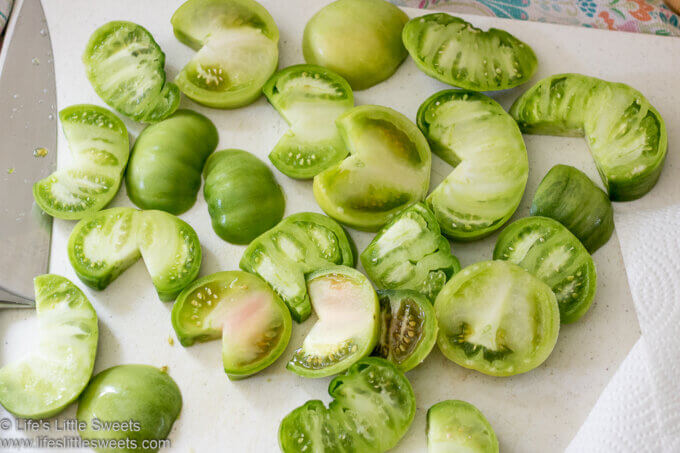 cut up green tomatoes