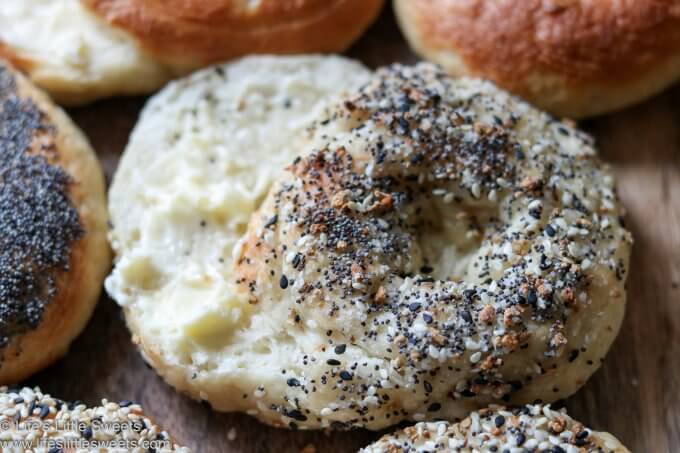 a homemade bagel with everything bagel seasoning