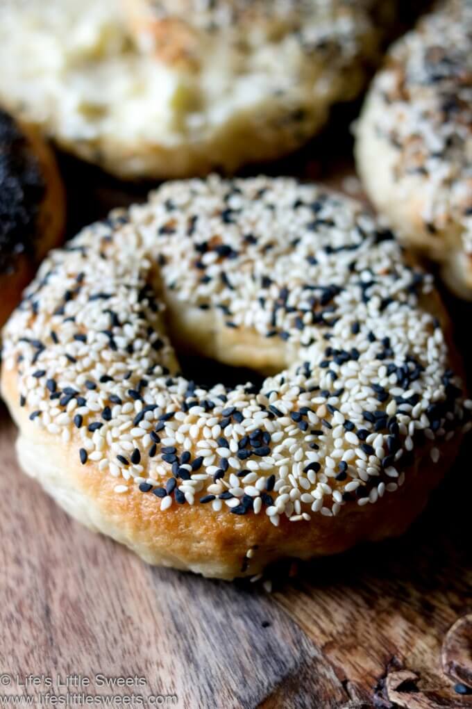a homemade bagel with sesame seeds