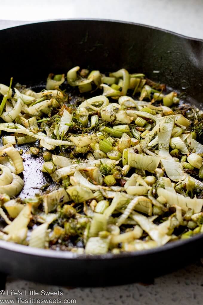 Pan-Fried Fennel up close in pan