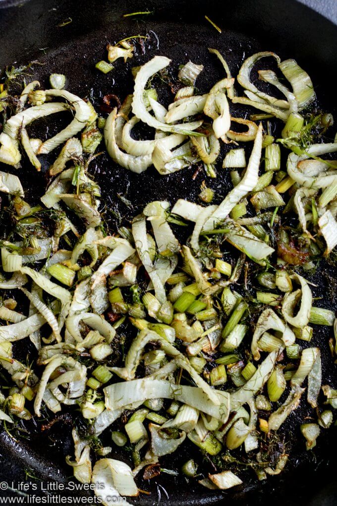 Pan-Fried Fennel up close in pan