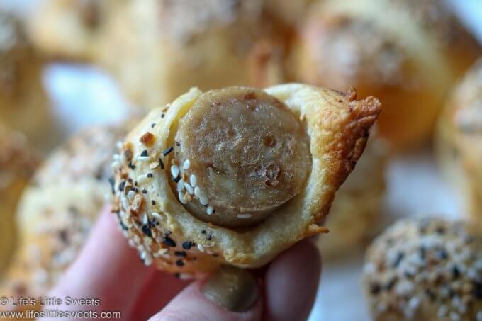 Pigs in a Blanket close up with sausage