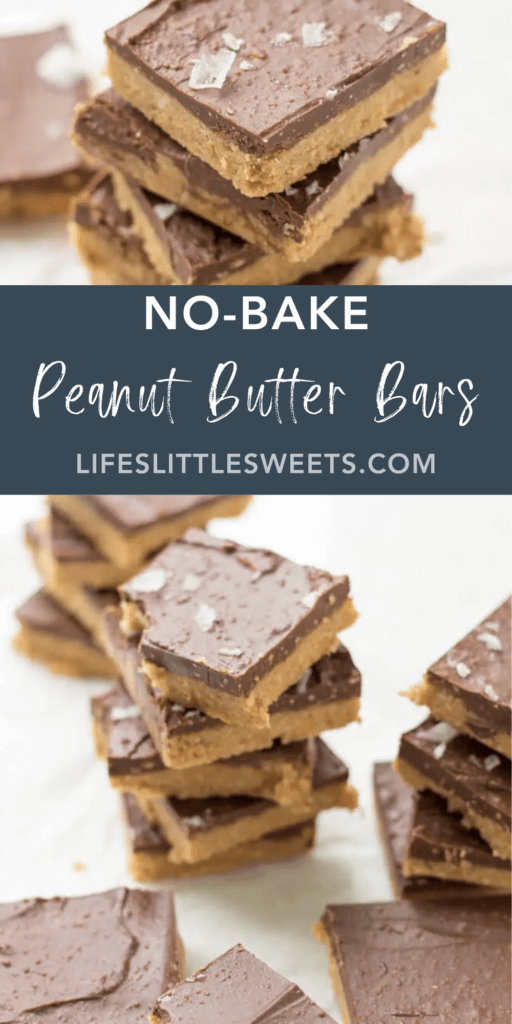 no bake peanut butter bars with text overlay