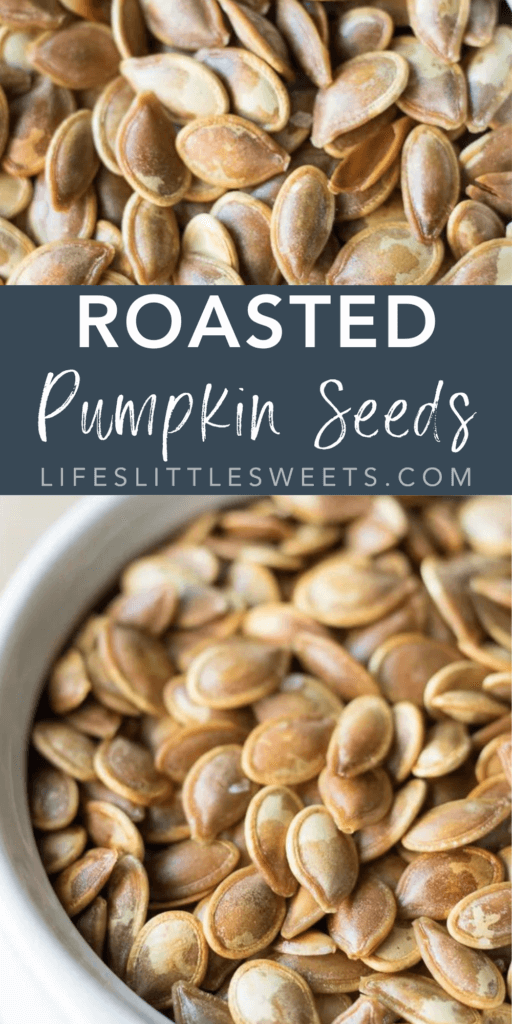 roasted pumpkin seeds with text overlay