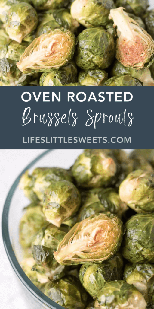 Oven Roasted Brussels Sprouts with text overlay
