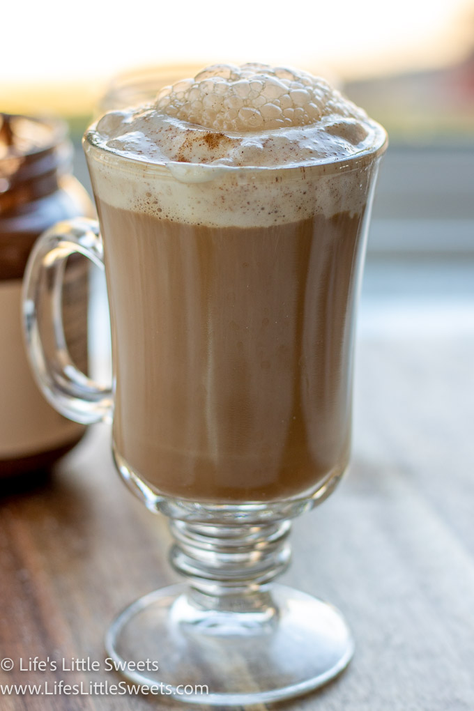 foamy hot chocolate hazelnut coffee drink
