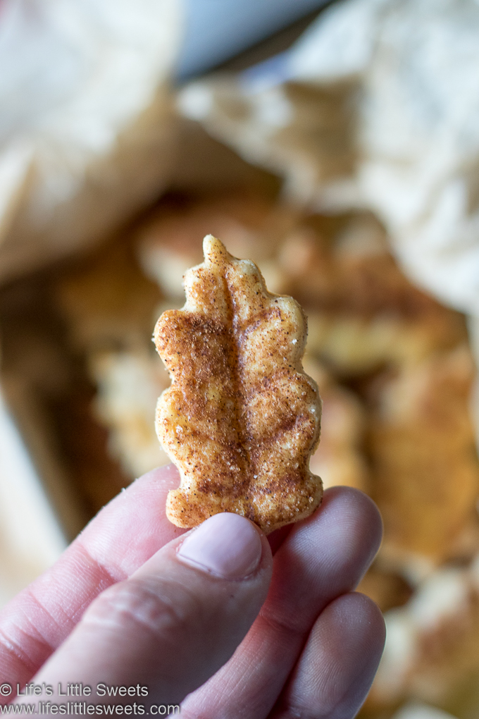 hand holding a leave-shape Pie Crust Cookies