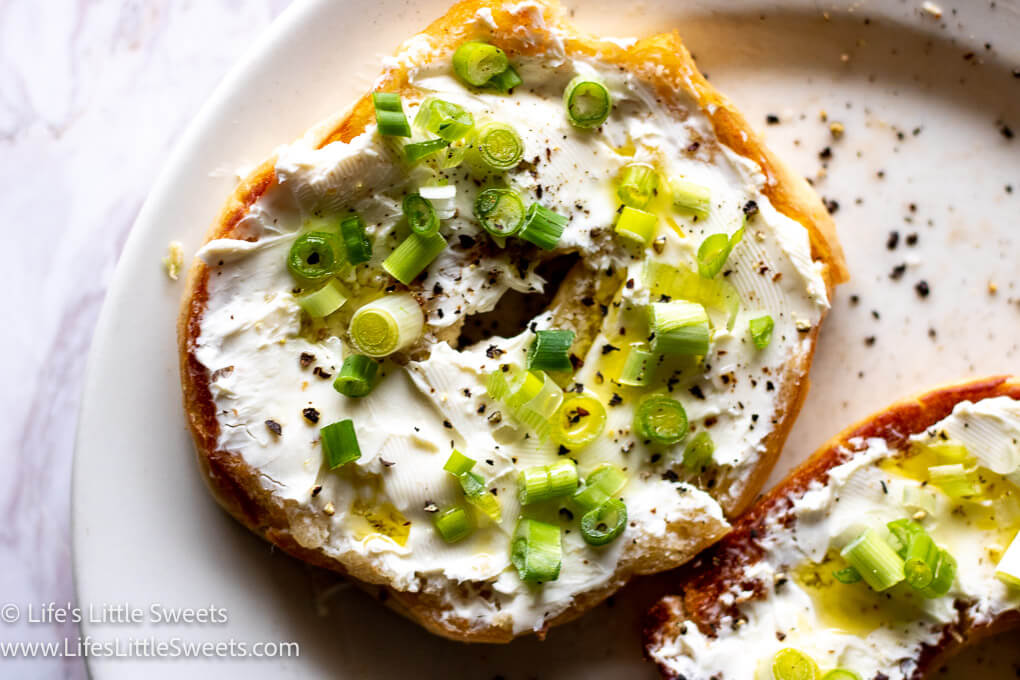 Bagel with Cream Cheese and Scallions Life's Little Sweets