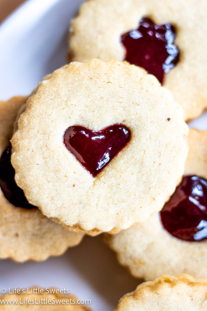 heart-shaped Linzer cookies