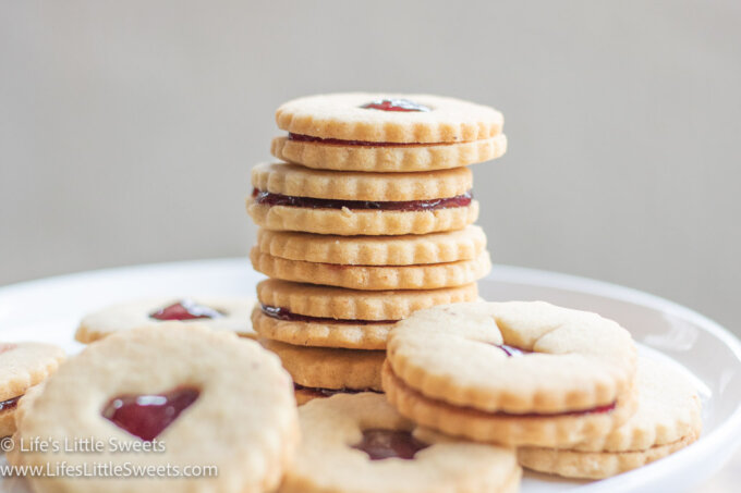 a stack of Linzer cookies