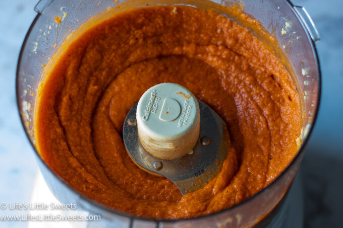 roasted red pepper hummus in a food processor