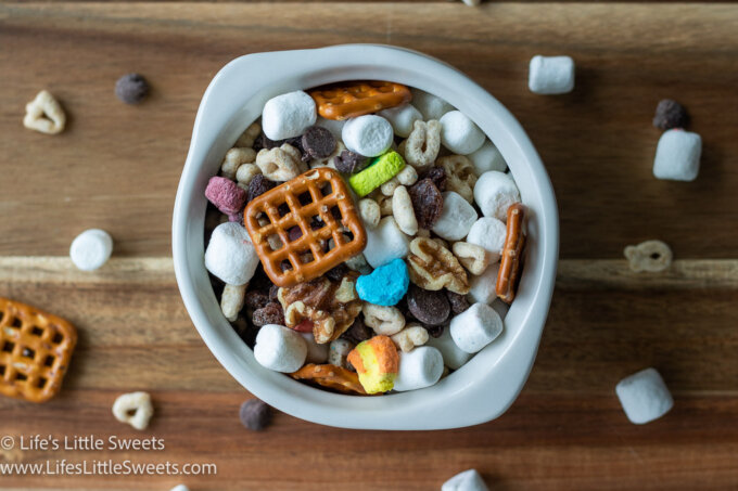 Scout Trail Mix close up in a white bowl