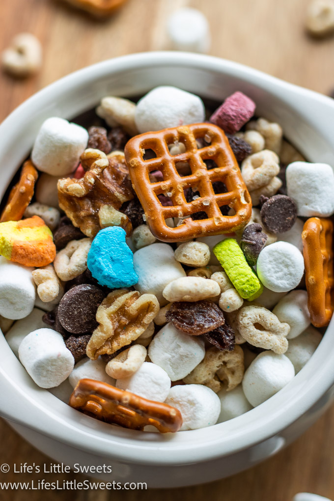 Scout Trail Mix close up in a white bowl