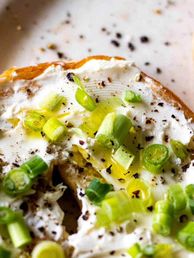 Bagel with Cream Cheese and Scallions Story