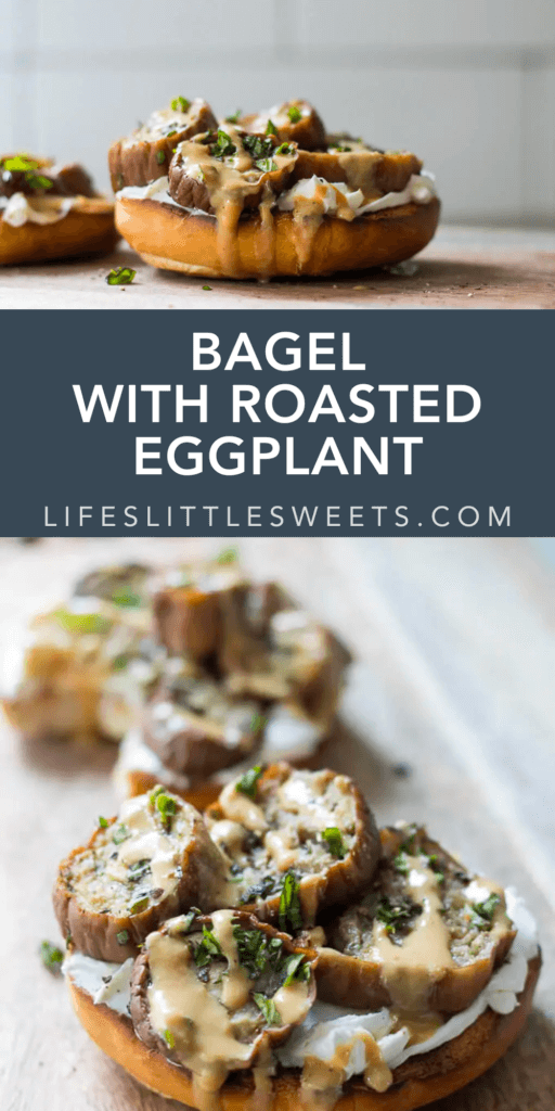 bagel with roasted eggplant