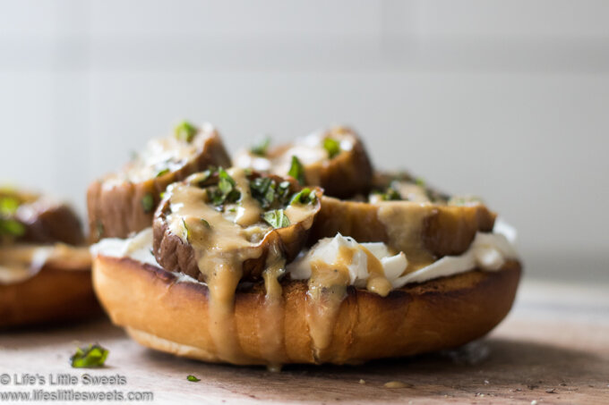 Bagel with Roasted Eggplant - drizzle of tahini 