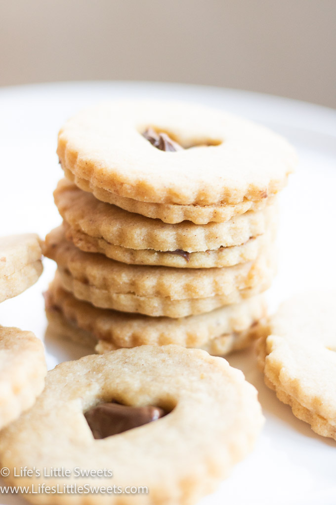 Nutella Linzer Cookies stacked