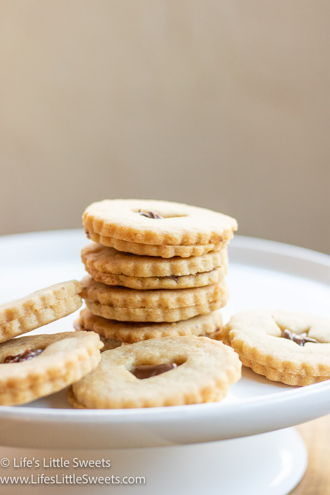 Nutella Linzer Cookies stacked