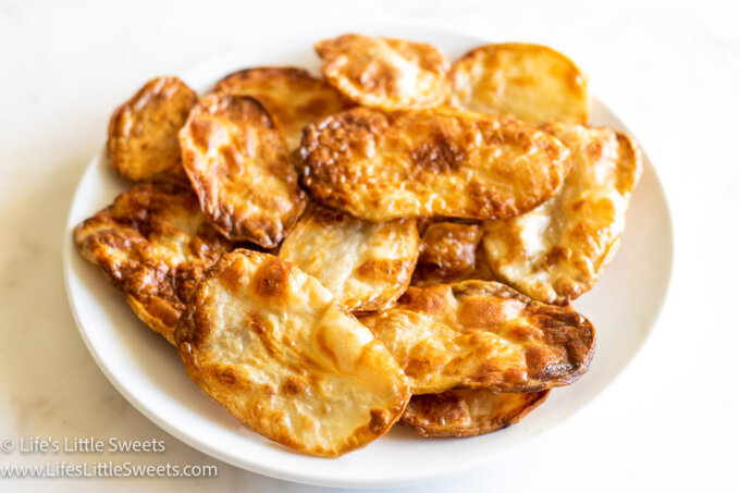 Air Fryer Potato Chips on a white plate