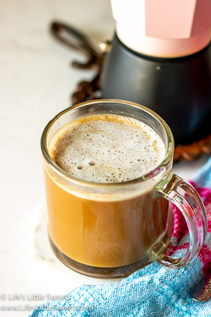 frothy Coconut Milk Latte in a clear mug
