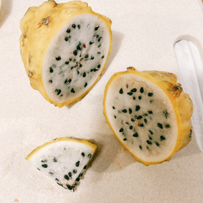Fresh Cut Yellow Dragon Fruit