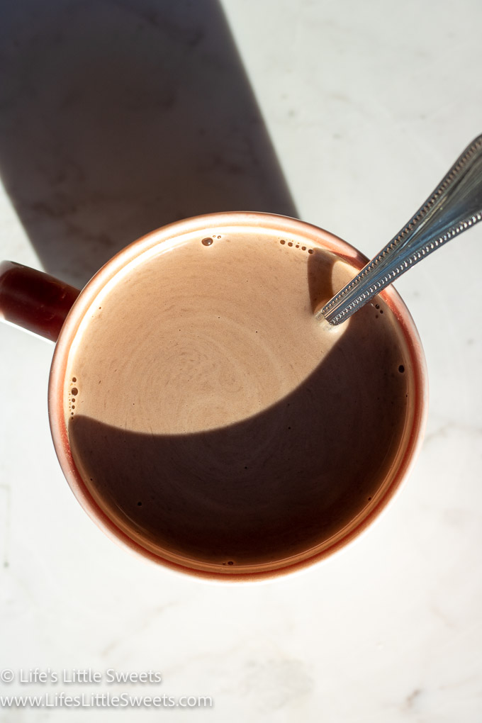 Chocolate Collagen Protein Drink Recipe in a pink mug