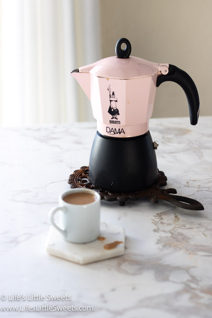 espresso in a espresso mug on a marble counter